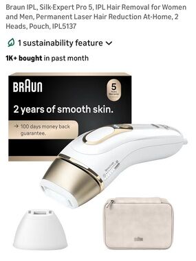 EUC Braun Silk‑Expert Pro 5 IPL Hair Removal Device - White & Gold
